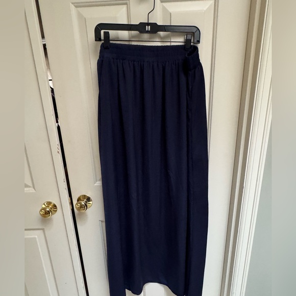 Sejour Navy Maxi Skirt Satin Feel - Picture 2 of 5